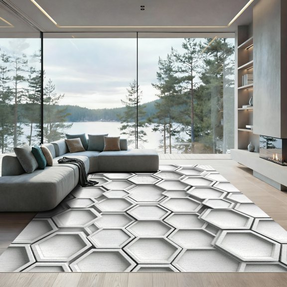 ODIKA 6' x 9' Machine Washable Non-Slip Area Rug, geometric geometric High Traffic Rug, Pink, 1309180