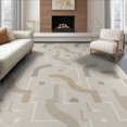 thumbnail image 1 of ODIKA 6'x9' Beige Abstract Geometric Design Washable Area Rug Modern Curved Lines with Subtle Patterns Non-Slip, Chair-Friendly, for Dining Room, Under Table, Office Décor, 1 of 7