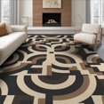 thumbnail image 1 of ODIKA 6'x9' Beige Brown Geometric Interlocking Maze Washable Area Rug Contemporary Abstract Labyrinth Motif with Curved Non-Slip, Easy Care, for Family Room, Living Mater Bedroom, 1 of 7
