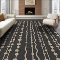 thumbnail image 1 of ODIKA 6'x9' Beige Charcoal Cascade Design Washable Area Rug Modern Vertical Lines with Geometric Flair for Family Room, Living Mater Bedroom, Non-Slip, Easy Care, 1 of 7