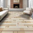 thumbnail image 1 of ODIKA 6'x9' Beige Cream Bleached Oak Geometric Washable Area Rug Modern Blocks with Subtle Elegance Non-Slip, Easy Care, for Family Room, Living Mater Bedroom, 1 of 7