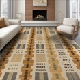 thumbnail image 1 of ODIKA 6'x9' Beige Ochre Geometric Tufted Contemporary Washable Area Rug Modern Grid Block Motif With Diamond Accents Striped Abstract Non-Slip, Easy Care, for Family Room, Living Mater Bedroom, 1 of 7