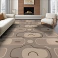 thumbnail image 1 of ODIKA 6'x9' Beige Taupe Mid Century Modern Geometric Washable Area Rug Retro Abstract Rounded Rectangle Minimalist Non-Slip, Chair-Friendly, for Dining Room, Under Table, Office Décor, 1 of 7