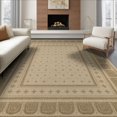 thumbnail image 1 of ODIKA 6'x9' Beige Traditional Geometric Washable Area Rug Classic Ornamental Motif With Intricate Corner And Decorative for Dining Room, Under Table, Office Décor, Non-Slip Chair-Friendly, 1 of 7