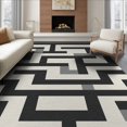 thumbnail image 1 of ODIKA 6'x9' Black Grey Geometric Maze Pattern Washable Area Rug Modern Interlocking Rectangular Blocks Abstract Non-Slip, Easy Care, for Family Room, Living Mater Bedroom, 1 of 7