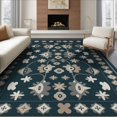 thumbnail image 1 of ODIKA 6'x9' Blue Beige Peacock Garden Design Washable Area Rug Elegant Floral Motif with Symmetrical Charm Non-Slip, Chair-Friendly, for Dining Room, Under Table, Office Décor, 1 of 7