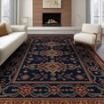 thumbnail image 1 of ODIKA 6'x9' Washable Area Rug Blue Red Geometric Medallion Design Intricate Pattern with Elegant Borders for Family Room, Living Room, Master Bedroom, Non-Slip, Easy Care, 1 of 7