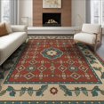 thumbnail image 1 of ODIKA 6'x9' Blue Teal Courtyard Medallion Diamond Washable Area Rug Traditional Style Central Rosette Non-Slip, Easy Care, for Family Room, Living Mater Bedroom, 1 of 7