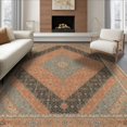 thumbnail image 1 of ODIKA 6'x9' Blue Terracotta Geometric Medallion Washable Area Rug Intricate Diamond Motif with Classic Border Non-Slip, Chair-Friendly, for Dining Room, Under Table, Office Décor, 1 of 7