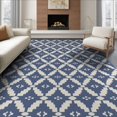 thumbnail image 1 of ODIKA 6'x9' Blue White Geometric Diamond Design Washable Area Rug Intricate Handwoven Pattern with Modern Flair Non-Slip, Easy Care, for Family Room, Living Mater Bedroom, 1 of 7