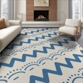 thumbnail image 1 of ODIKA 6'x9' Blue Zigzag Dotted Arc Washable Area Rug Modern Geometric Pattern with Stepped Angles Easy Care, Non-Shedding, for Queen Size Bedroom Under Bed Master Suite, 1 of 7