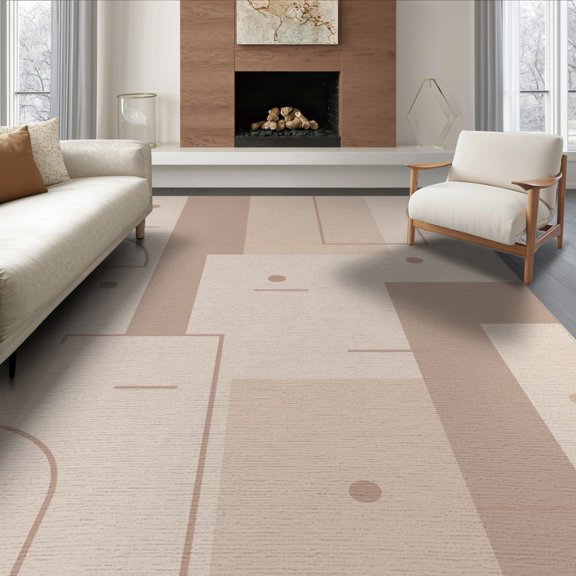 ODIKA 6'x9' Blush Rose Modern Geometric Abstract Washable Area Rug Contemporary Minimalist Architectural Shapes Easy Care, Non-Shedding, for Queen Size Bedroom Under Bed Master Suite