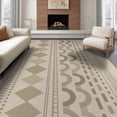thumbnail image 1 of ODIKA 6'x9' Brown Beige Geometric Pattern Washable Area Rug Modern Design with Natural Motifs for Dining Room, Under Table, Office Décor, Non-Slip Chair-Friendly, 1 of 7