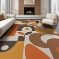 thumbnail image 1 of ODIKA 6'x9' Brown Orange Mid Century Modern Abstract Washable Area Rug Retro Geometric Pattern with 70s Flair for Dining Room, Under Table, Office Décor, Non-Slip Chair-Friendly, 1 of 7