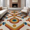 thumbnail image 1 of ODIKA 6'x9' Burnt Orange Retro Rainbow Geometric Washable Area Rug Mid Century Modern Concentric Circle Hexagonal Motif Contemporary Graphic for Family Room, Living Mater Bedroom, Non-Slip, Easy Care, 1 of 7