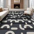 thumbnail image 1 of ODIKA 6'x9' Dark Gray Geometric Checkered Washable Area Rug Modern Abstract Design With Bold Shapes And Clean Lines for Queen Size Bedroom, Under Bed, Master Suite, Easy Care, Non-Shedding, 1 of 7