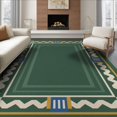 thumbnail image 1 of ODIKA 6'x9' Green Deep Mid-Century Stripes Washable Area Rug Geometric Border Design with Modern Flair for Family Room, Living Mater Bedroom, Non-Slip, Easy Care, 1 of 7