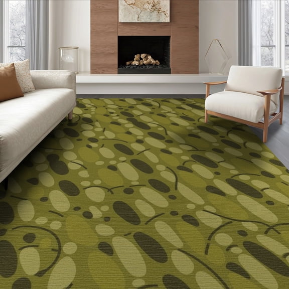 ODIKA 6'x9' Green Moss Thale Textured Design Washable Area Rug Unique Inspired Pattern for Family Room, Living Mater Bedroom, Non-Slip, Easy Care