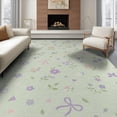 thumbnail image 1 of ODIKA 6'x9' Green Soft Pansy Flower Garden Elegance Washable Area Rug Charming Floral Patterns with Delicate Bows for Dining Room, Under Table, Office Décor, Non-Slip Chair-Friendly, 1 of 6