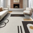 thumbnail image 1 of ODIKA 6'x9' Ivory Brown Contemporary Geometric Washable Area Rug Modern Minimalist Architectural With Overlapping Circles for Family Room, Living Mater Bedroom, Non-Slip, Easy Care, 1 of 7