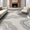 thumbnail image 1 of ODIKA 6'x9' Ivory Cream Sandstone Topographic Contour Washable Area Rug Modern Flowing Wavy Geometric Minimalist Topographical Map Artistic for Family Room, Living Mater Bedroom, Non-Slip, Easy Care, 1 of 7