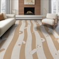 thumbnail image 1 of ODIKA 6'x9' Khaki Cream Wavy Abstract Design Washable Area Rug Playful Geometric Stripes with Modern Flair for Dining Room, Under Table, Office Décor, Non-Slip Chair-Friendly, 1 of 7