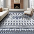 thumbnail image 1 of ODIKA 6'x9' Navy White Geometric Floral Design Washable Area Rug Intricate Patterns with Modern Touch Easy Care, Non-Shedding, for Queen Size Bedroom Under Bed Master Suite, 1 of 7
