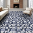 thumbnail image 1 of ODIKA 6'x9' Navy White Geometric Retro Design Washable Area Rug Bold Mid-Century Inspired Abstract Pattern Non-Slip, Chair-Friendly, for Dining Room, Under Table, Office Décor, 1 of 7
