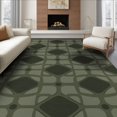 thumbnail image 1 of ODIKA 6'x9' Olive Green Geometric Diamond Medallion Washable Area Rug Interlocking Quatrefoil Pattern Contemporary for Dining Room, Under Table, Office Décor, Non-Slip Chair-Friendly, 1 of 7