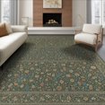 thumbnail image 1 of ODIKA 6'x9' Olive Green Victorian Botanical Floral Washable Area Rug Intricate Multi Panel Layout With Geometric Medallions Scrolling Vines Non-Slip, Easy Care, for Family Room, Living Mater Bedroom, 1 of 7