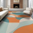 thumbnail image 1 of ODIKA 6'x9' Orange Teal Geometric Harmony Abstract Washable Area Rug Modern Artistic Expression with Bold Curved Shapes for Dining Room, Under Table, Office Décor, Non-Slip Chair-Friendly, 1 of 6