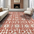 thumbnail image 1 of ODIKA 6'x9' Red Cream Geometric Star Medallion Washable Area Rug Intricate Diamond Mosaic Starburst Symmetrical for Queen Size Bedroom, Under Bed, Master Suite, Easy Care, Non-Shedding, 1 of 7