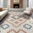 thumbnail image 1 of ODIKA 6'x9' Sky And Terracotta Geometric Washable Area Rug Intricate Modern Patterns with Classic Flair for Dining Room, Under Table, Office Décor, Non-Slip Chair-Friendly, 1 of 7
