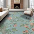 thumbnail image 1 of ODIKA 6'x9' Teal Blue Chinoiserie Garden Elegance Washable Area Rug Delicate Floral and Bird Motif Design Non-Slip, Chair-Friendly, for Dining Room, Under Table, Office Décor, 1 of 7