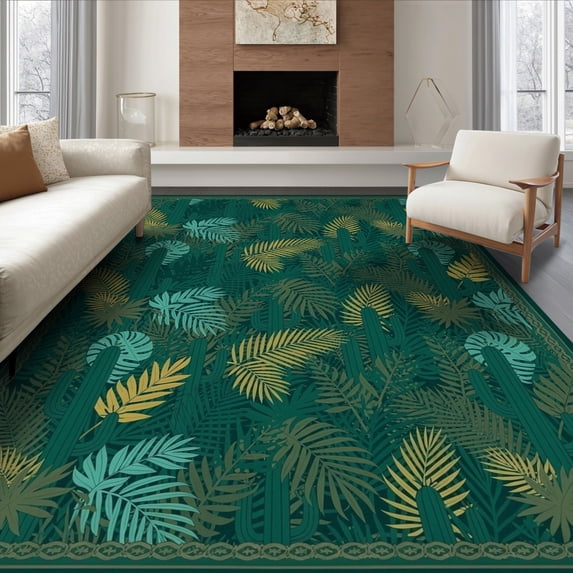 Abstract Tree Rug ODIKA 6'x9' Ultra-Soft Area Rug, Abstract Forest Foliage Sunset ...