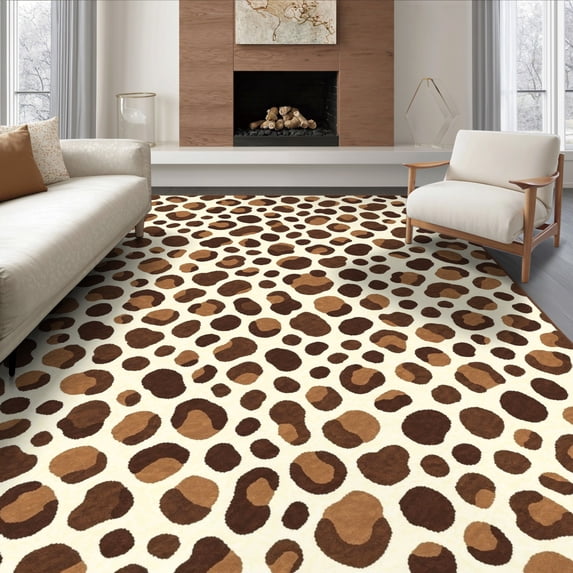 ODIKA 6'x9' Ultra-Soft Area Rug, Abstract Inspired Patchwork Patches Border Southwestern Spotted Flowing Dynamic None Washable, Bare feet friendly, Silk-Touch for Guest Room, Bedroom