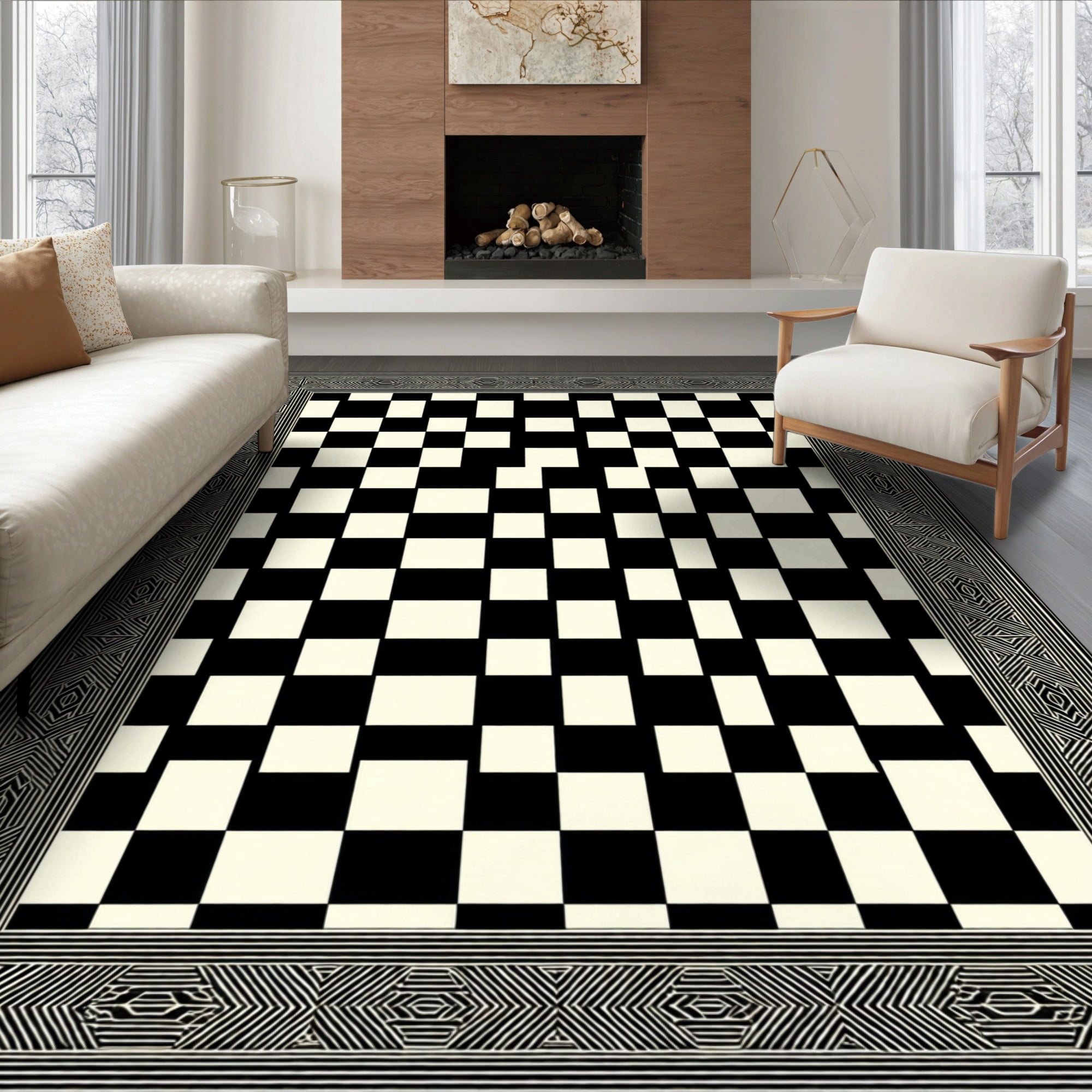 Rug Frameborder ODIKA 6'x9' Ultra-Soft Area Rug, Alfombras Contemporary Border Frame ...