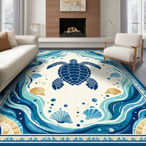 Turtle Outside Rugs ODIKA 6'x9' Ultra-Soft Area Rug, Animals Turtle Boho Ocean Nautical ...