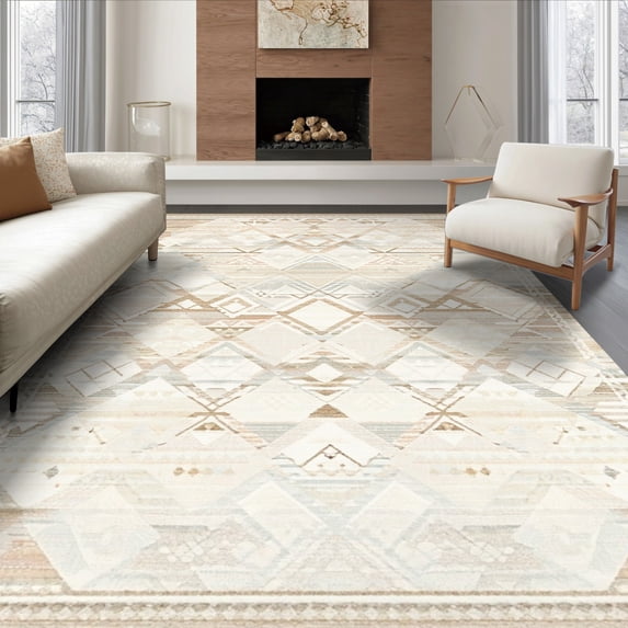 Textured Solid Rugs ODIKA 6'x9' Ultra-Soft Area Rug, Beige Abstract Contemporary ...