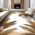 thumbnail image 1 of ODIKA 6'x9' Ultra-Soft Area Rug, Beige Cream Frond Botanical Repeat Rectangular Fronds Large Symmetrical None Washable, Bare feet friendly, Silk-Touch for Guest Room, Bedroom, 1 of 7
