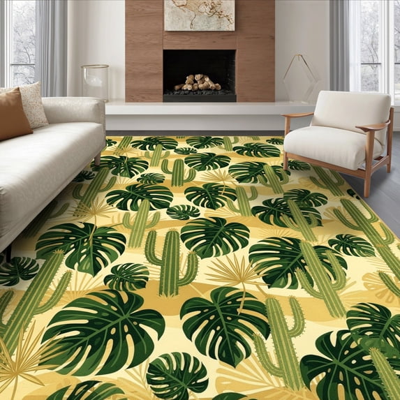 Abstract Tree Rug ODIKA 6'x9' Ultra-Soft Area Rug, Botanical Forest Foliage Mid Century ...