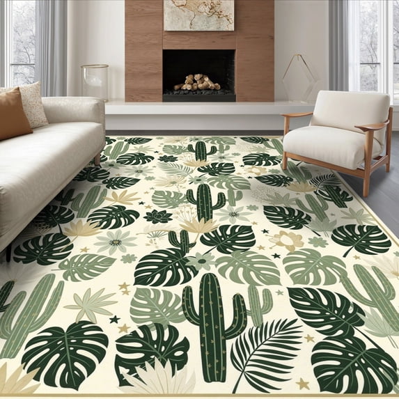 Abstract Tree Rug ODIKA 6'x9' Ultra-Soft Area Rug, Botanical Succulent Contemporary ...