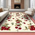 thumbnail image 1 of ODIKA 6'x9' Ultra-Soft Area Rug, Cherries Door Cherry Farmhouse Striped Border Clusters Flowers None Washable, Bare feet friendly, Silk-Touch for Guest Room, Bedroom, 1 of 7