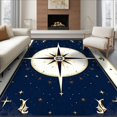 thumbnail image 1 of ODIKA 6'x9' Ultra-Soft Area Rug, Compass Round Nautical Vintage Points Boat Circular Retro Fish None Washable, Bare feet friendly, Silk-Touch for Guest Room, Bedroom, 1 of 7