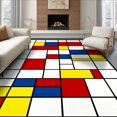 thumbnail image 1 of ODIKA 6'x9' Ultra-Soft Area Rug, Composition Modernist Rectangle Framework Bold Layout Yellow None Washable, Bare feet friendly, Silk-Touch for Guest Room, Bedroom, 1 of 7