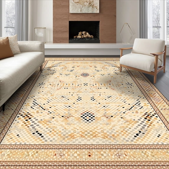 ODIKA 6'x9' Ultra-Soft Area Rug, Cow Spotted Abstract Symmetry Inspired Patchwork Bold Block Motif None Washable, Bare feet friendly, Silk-Touch for Guest Room, Bedroom