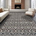 thumbnail image 1 of ODIKA 6'x9' Ultra-Soft Area Rug, Cream Boho Allover Interlocking Grid Ornamental Edging Academia None Washable, Bare feet friendly, Silk-Touch for Guest Room, Bedroom, 1 of 7