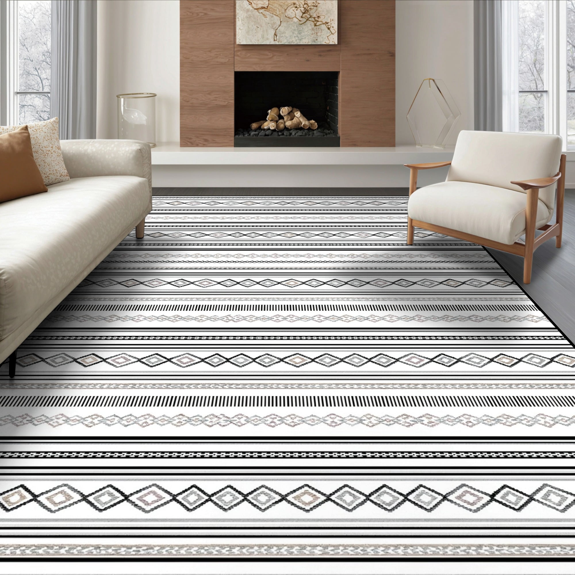 ODIKA 6'x9' Ultra-Soft Area Rug, Doormat Door Pinstripe Band Layout ...