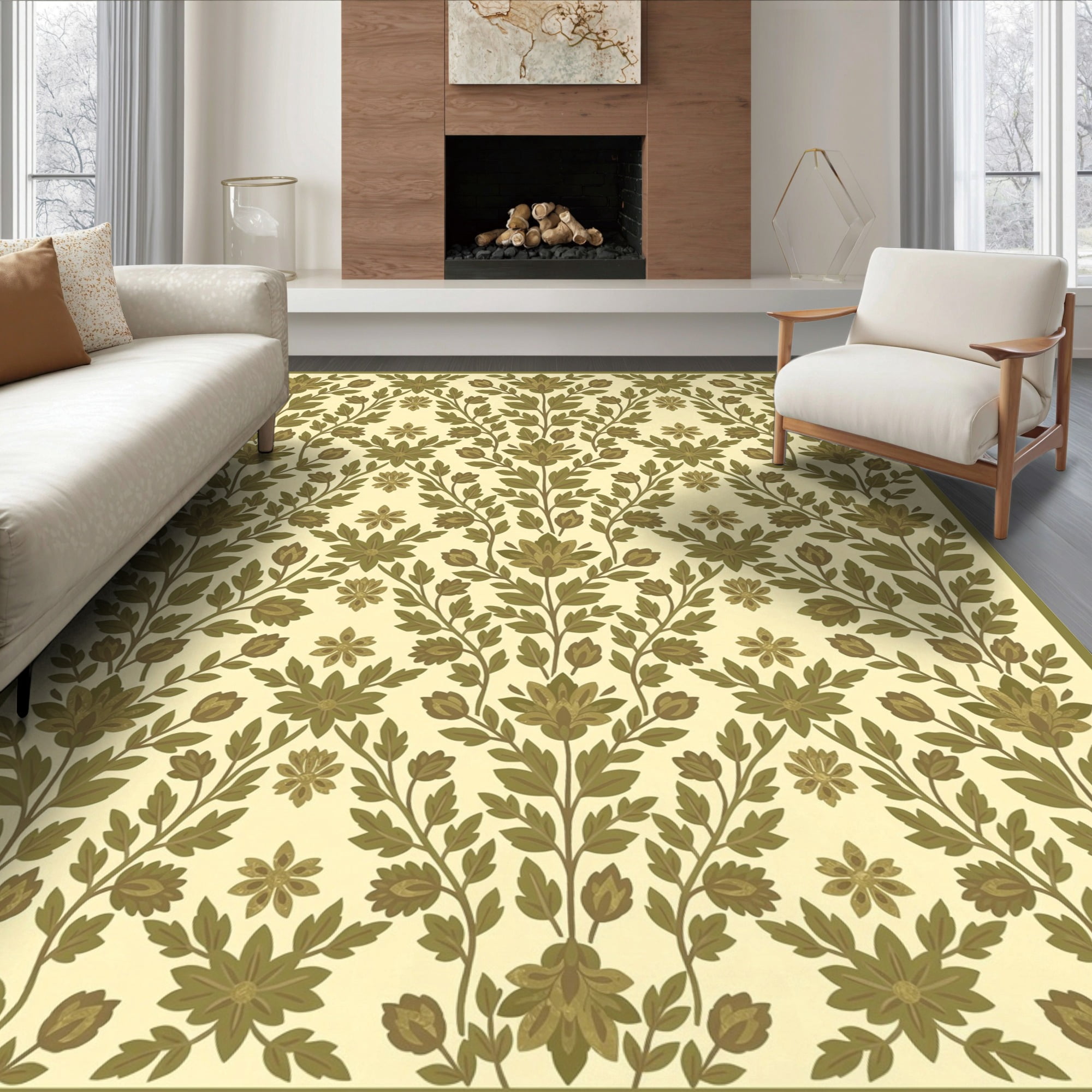 Earthy Looking Rugs ODIKA 6'x9' Ultra-Soft Area Rug, Earthy Retro Climbing Motif ...