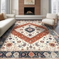 thumbnail image 1 of ODIKA 6'x9' Ultra-Soft Area Rug, Entryway Boho Vintage Southwestern Border Motif Distressed Scroll None Washable, Bare feet friendly, Silk-Touch for Guest Room, Bedroom, 1 of 7